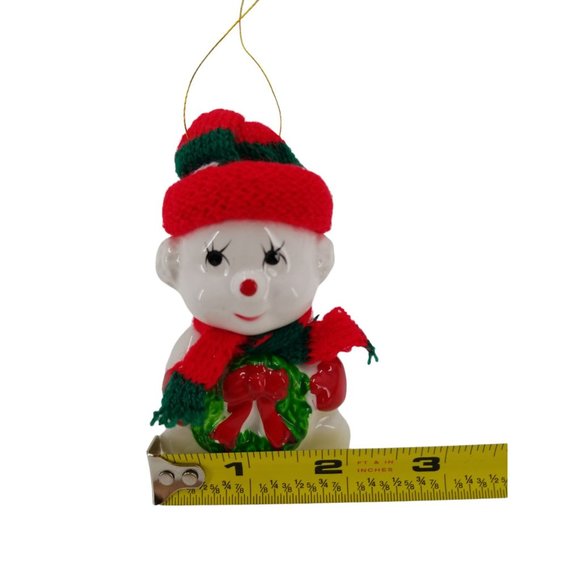 VTG Polar Bear with Knit Hat and Scarf Holding Wreath Christmas Ornament 1988 - Picture 9 of 10